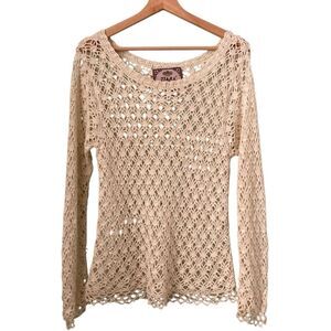 Tiara Knit Gypsy/Boho Lace Long Sleeve Top in Size Medium